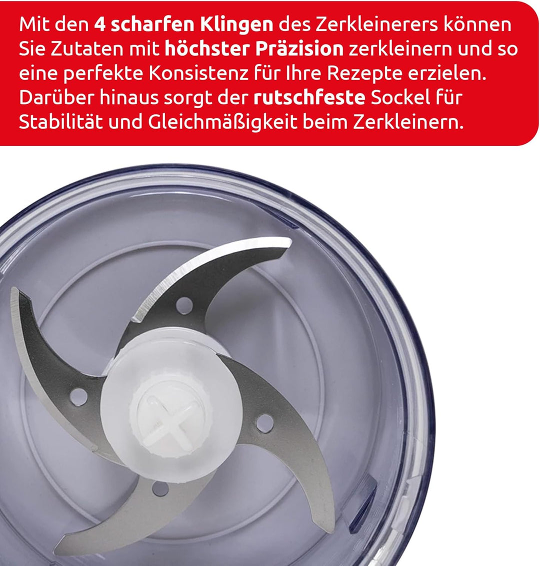 Melchioni Familie | Elektrische Küchenmaschine BLADE, mit 2 Geschwindigkeiten, 260W, 4 Stahlklingen,