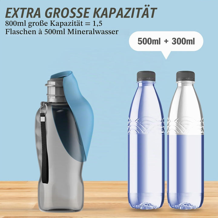800ML Hunde Trinkflasche für Unterwegs, Auslaufsichere Wasserflasche für Hunde, Tragbare Haustier Hu