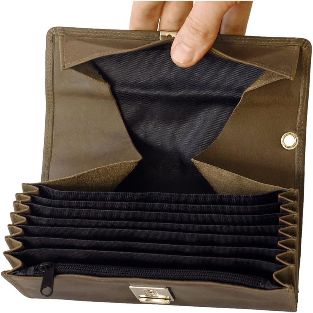 hamosons XL Profi Kellnerbörse Kellnergeldbeutel aus Nappa-Leder, für Damen und Herren, Braun, 1016,