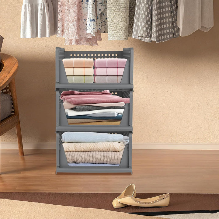 Kleiderschrank Organizer Stapelbares Ordnungssystem, Schrank Organizer mit Schublade, Kunststoff Auf