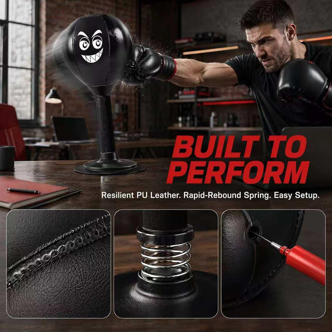 Punchingball Tisch, Freistehender Desktop-Boxsack, Schwarz, Schwarz