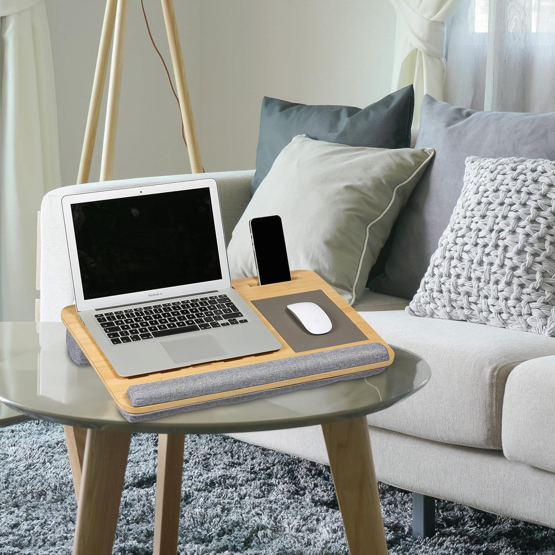 Relaxdays Laptopkissen, Bambus, Handgelenkauflage, Mauspad, HBT 10x55,5x36 cm, Laptopablage, Laptopu