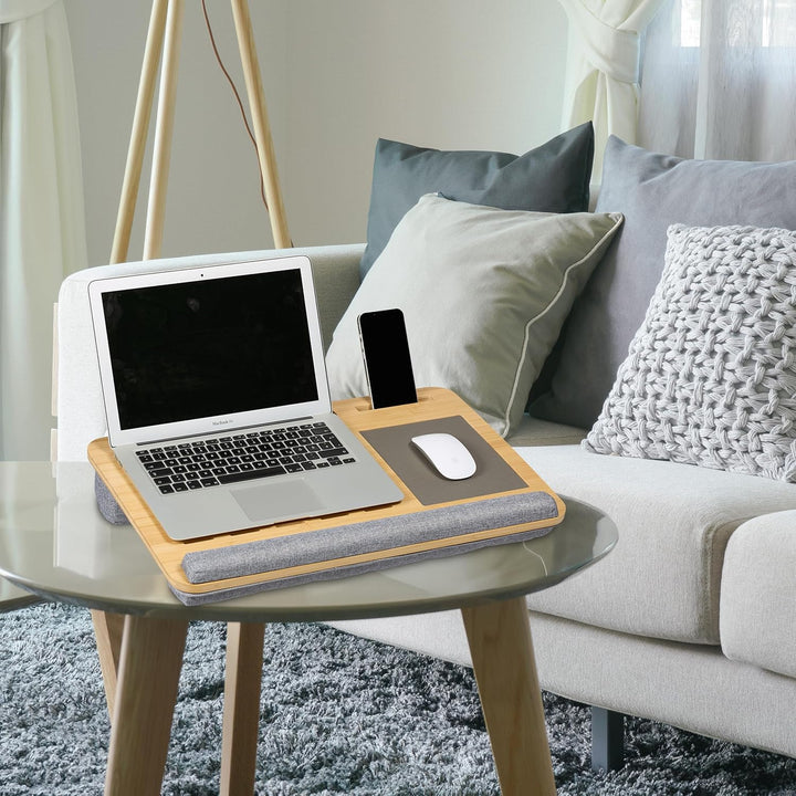 Relaxdays Laptopkissen, Bambus, Handgelenkauflage, Mauspad, HBT 10x55,5x36 cm, Laptopablage, Laptopu