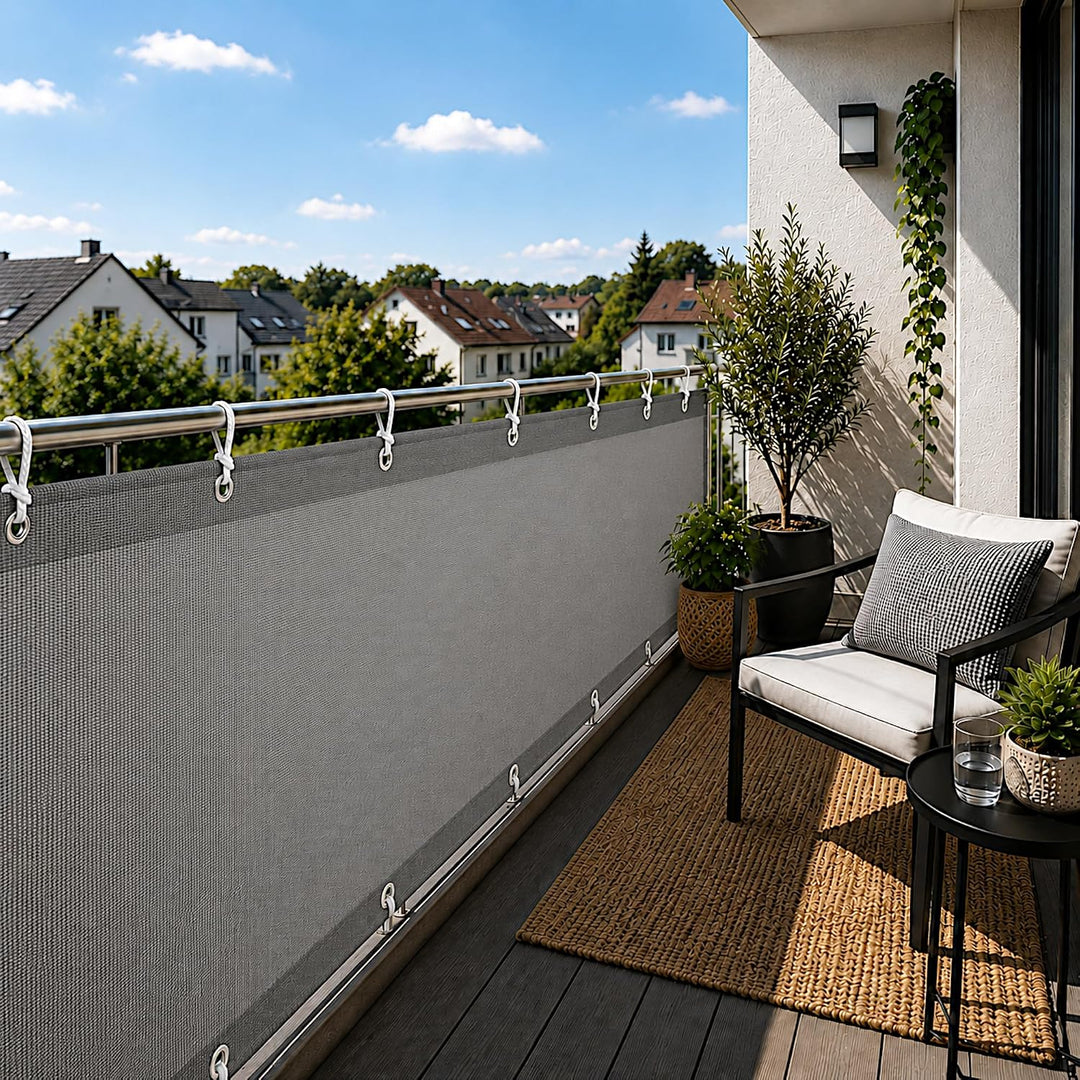 ESTEXO Balkon Sichtschutz/Balkonbespannung Balkonsichtschutz Balkonverkleidung 0,90 m x 6,00 m - Gra