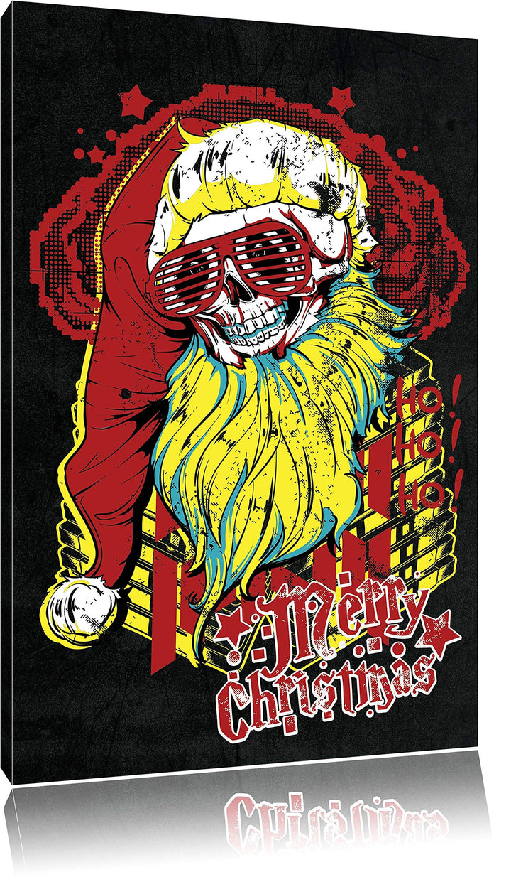 Dark Dead Santa black Leinwandbild Bild auf Leinwand, XXL riesige Bilder fertig gerahmt mit Keilrahm