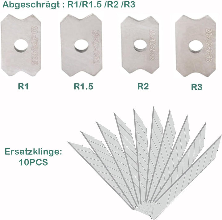 KEWAYO Manueller Kantenschneider für Umleimer, Edge Banding Trimmer mit 10 Klingen und 4 runden Kant