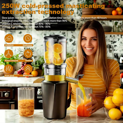 Fyenkfar ENTSAFTER GEMÜSE UND OBST TESTSIEGER - ENTSAFTER SLOW JUICER für mehr Vitamin und Enzyme, O