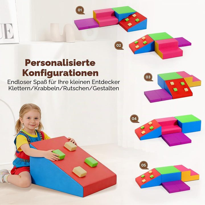 Baby-Schaumstoffbausteine, XXL Softplay-Set für Kleinkinder von 1–3 Jahren, Schaumstoff Bausteine fü