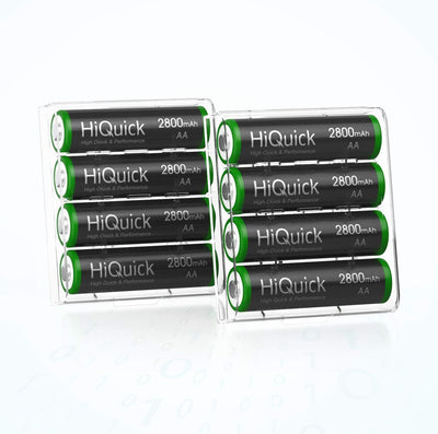 HiQuick Universal Akkuladegerät mit 8 AA Akkus, Ladegerät für NI-MH/NI-CD Mignon AA Micro AAA Akku,