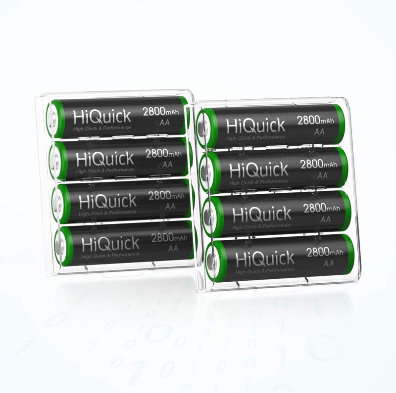 HiQuick Universal Akkuladegerät mit 8 AA Akkus, Ladegerät für NI-MH/NI-CD Mignon AA Micro AAA Akku,