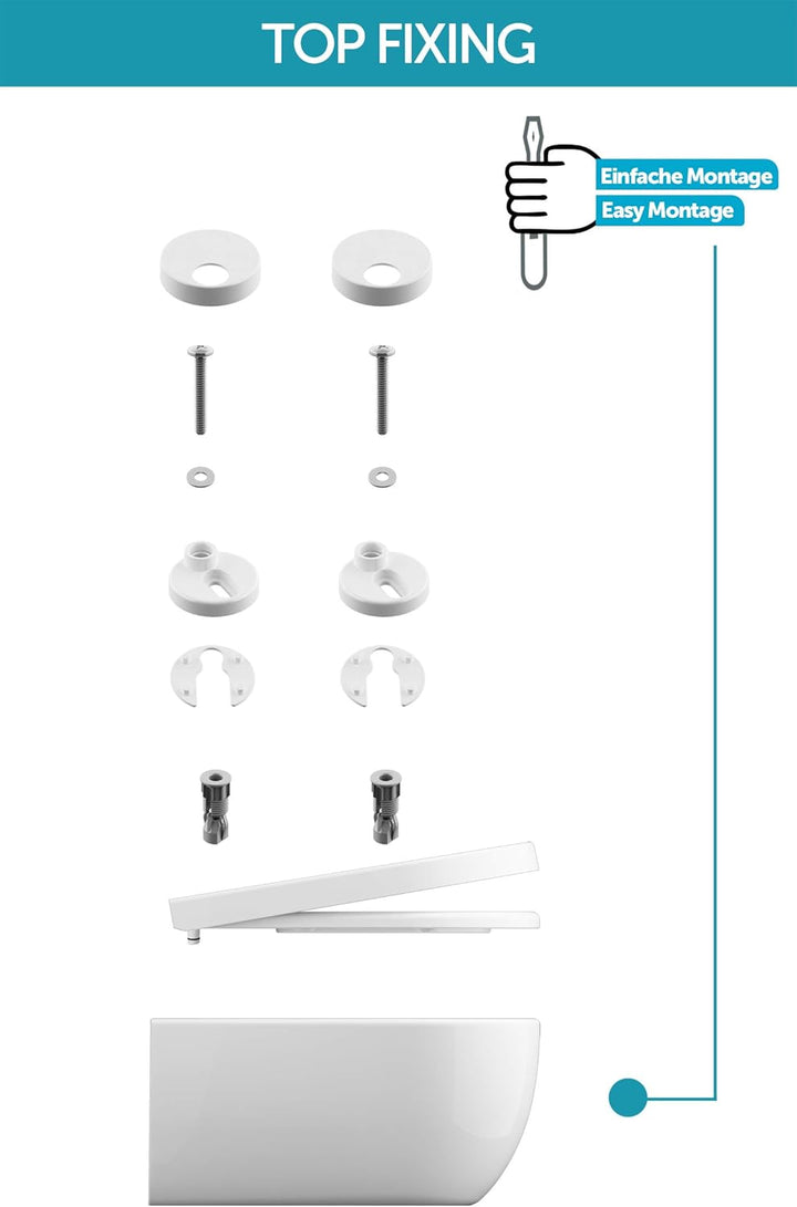 Aqua Bagno | Toilettensitz, Familien WC-Sitz mit Absenkautomatik, O-Form Abnehmbarer Toilettensitz,