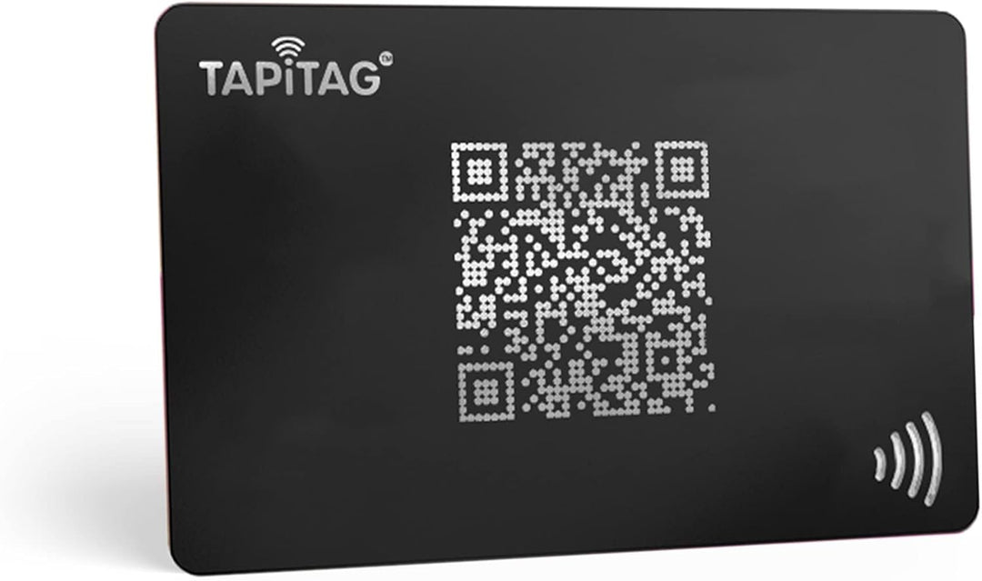 TAPiTAG Digitale Visitenkarte Metall NFC Tag + QR (schwarz), Schwarz