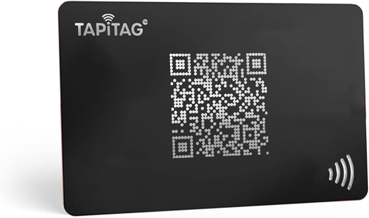TAPiTAG Digitale Visitenkarte Metall NFC Tag + QR (schwarz), Schwarz