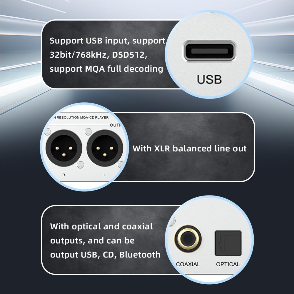 SMSL PL200 MQA-CD-Player Plattenspieler HiFi Lossless AK4499EX Chip Bluetooth Wiedergabe Dekodierung
