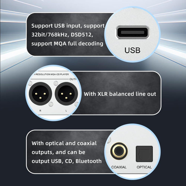 SMSL PL200 MQA-CD-Player Plattenspieler HiFi Lossless AK4499EX Chip Bluetooth Wiedergabe Dekodierung