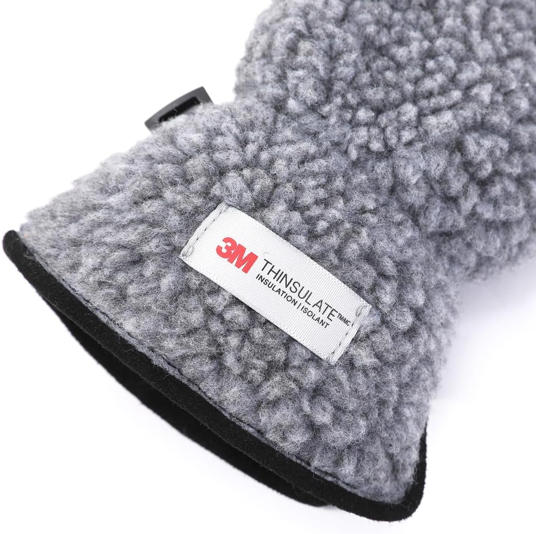 Harssidanzar Damen Winter Lederhandschuhe Outdoor Warm gefüttert Skifahren Fäustlinge SL020EU S Grau