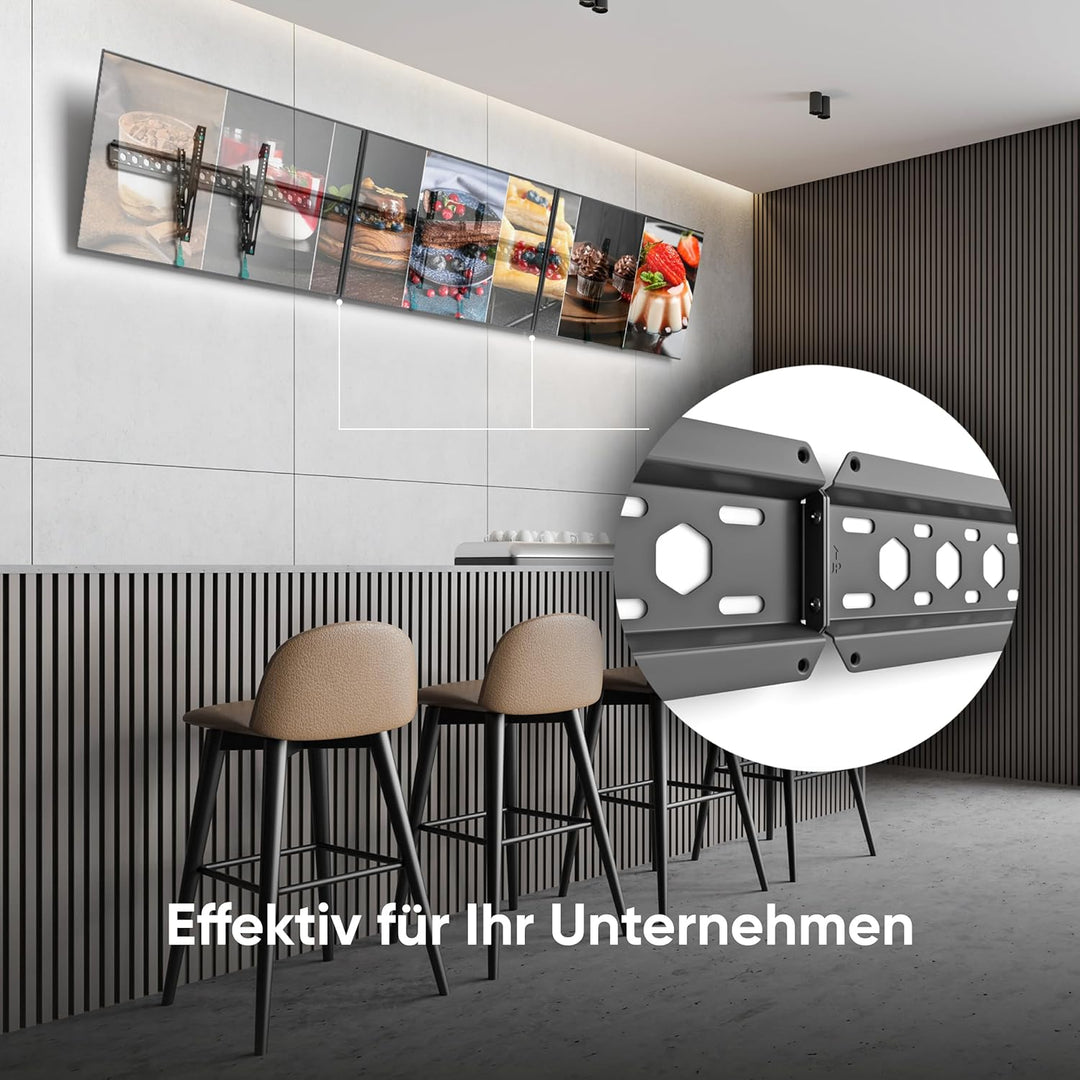 ONKRON TV Wandhalterung neigbar für 43-85 Zoll Fernseher bis 68.2 kg, TV Halterung flach, Ultra Slim