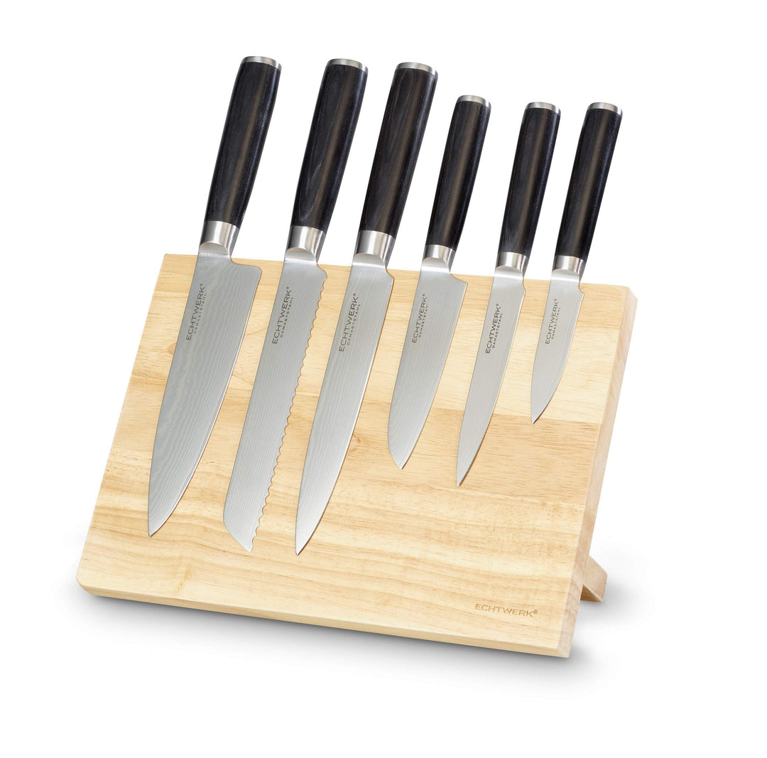 Echtwerk EW-DM-0388-3 Damastmesser Set 7-TLG inkl. Magnet-Messerblock aus Holz,, Single