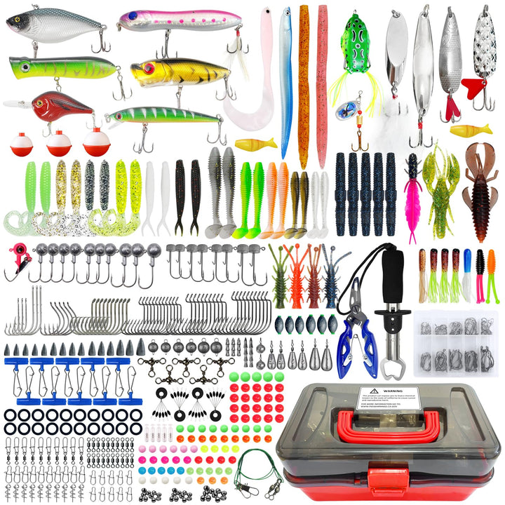 491 Stück Angeln Köder Set Gemischt, AngelKöder Kit mit Tackle Box Enthält Angelzubehör Wobbler Fore