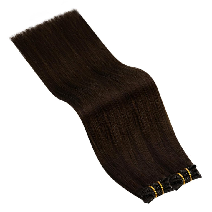 Ugeat Echthaar Extensions Clip Braun 35cm Extensions Echthaar Clip in Echthaar 120 Gramm Clip in Ext