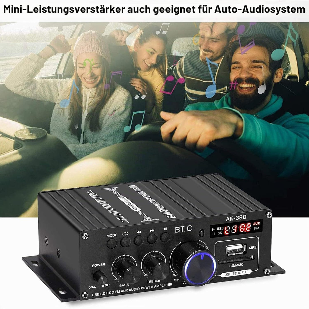 Bluetooth Verstärker HiFi Stereo Amplifier Max 800W- 2 Kanal Mini Audio Verstärker 40WX2 Class D Ver