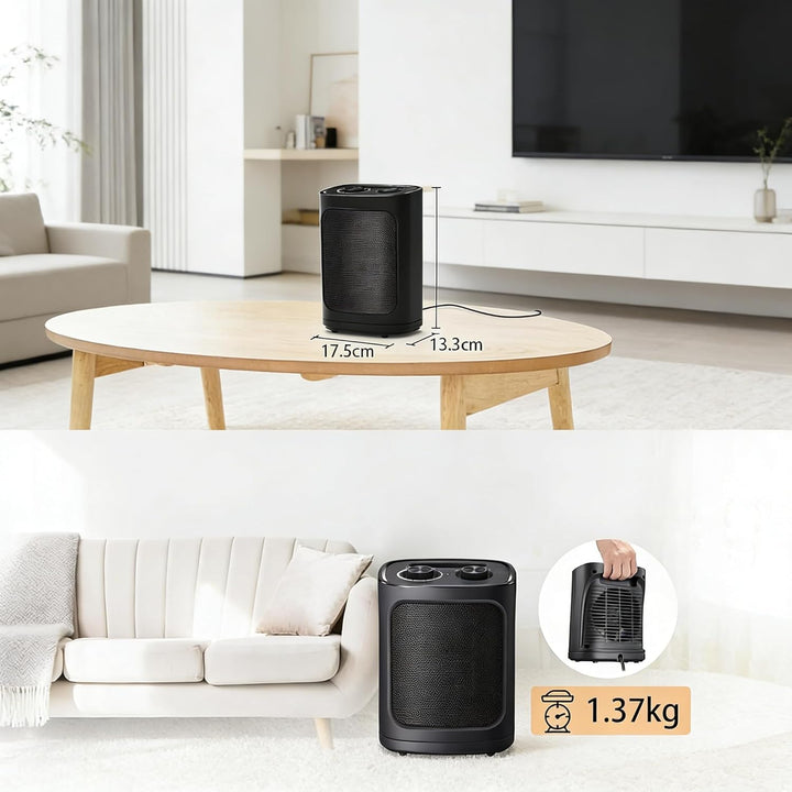 COWSAR Mini Heizlüfter Energiesparend, 1500W Elektroheizung 3 Heizstufen ✓ Überhitzungs & Kippschutz