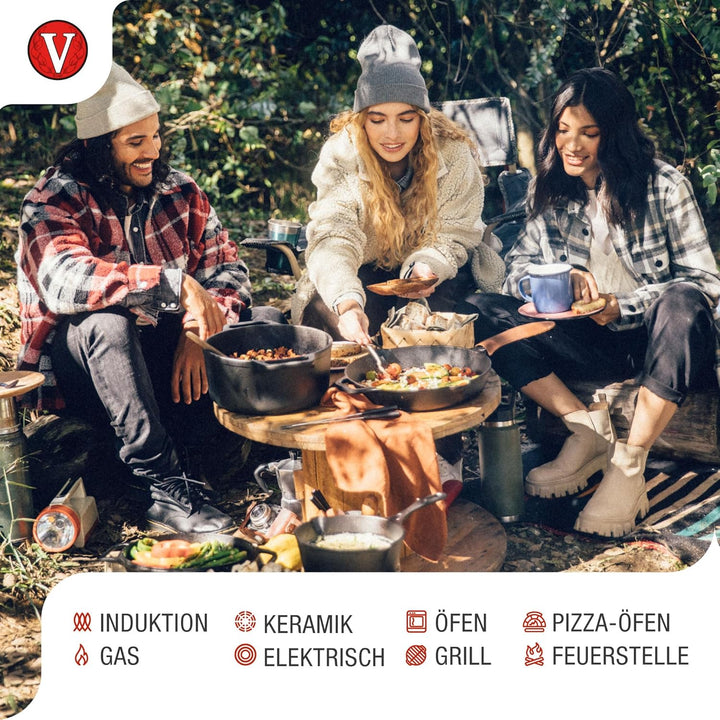 VICTORIA Grillpfanne Emaillierte Gusseisen Comal Pizza-Pfanne 30cm, Omeletts, Induktion, Feuer, Gril