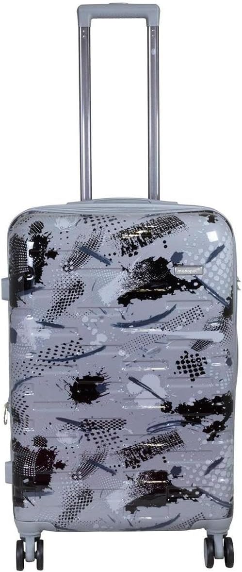 Hartschalen Koffer Trolley Cespara mit Dehnfalte mit modernem Motiv Print - Farbe Silber - Gr. L
