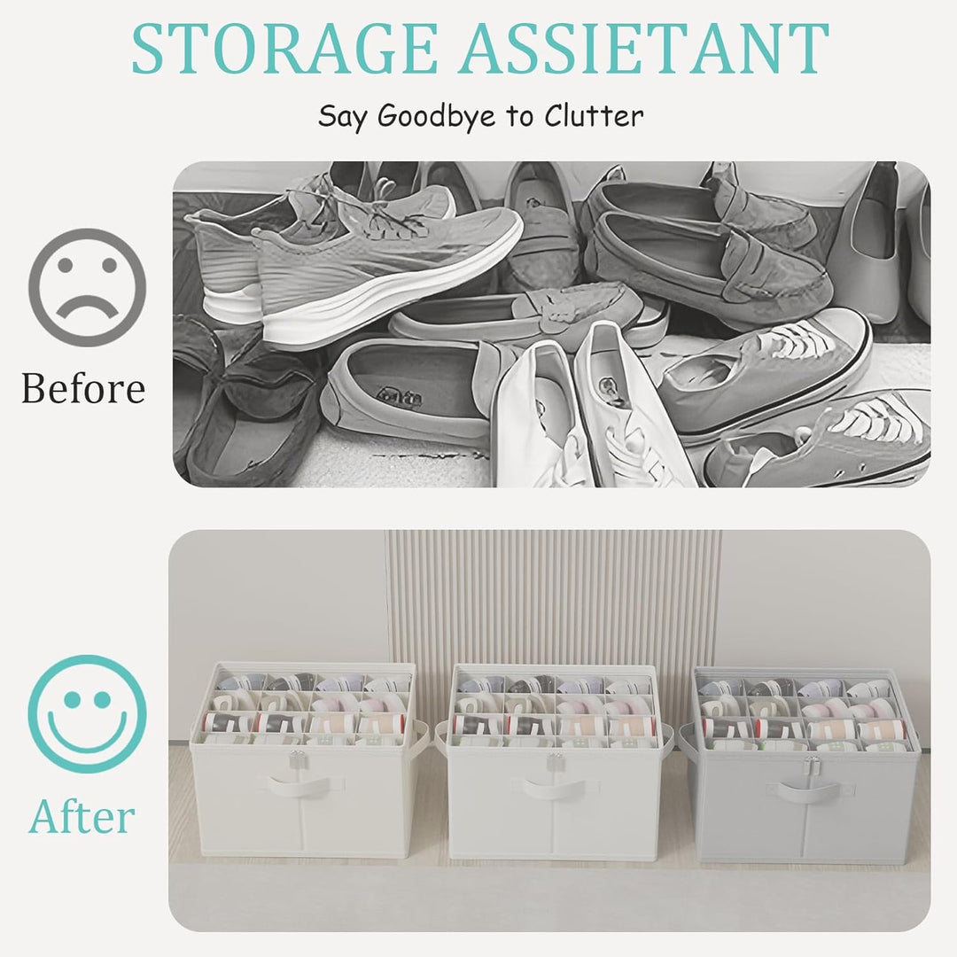 Schuhorganizer für Closet, Passt 16 Paare, Schuhe Organizer mit Durchsichtigem Deckel, Starke Aufbew