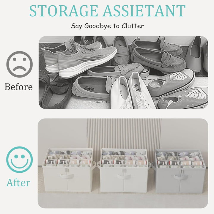 Schuhorganizer für Closet, Passt 16 Paare, Schuhe Organizer mit Durchsichtigem Deckel, Starke Aufbew