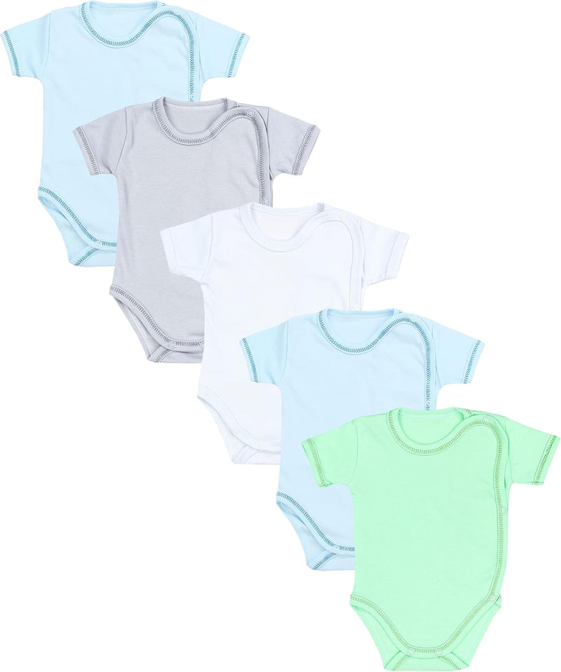 TupTam Unisex Baby Kurzarm Wickelbody 5er Pack 62 Junge, 62 Junge