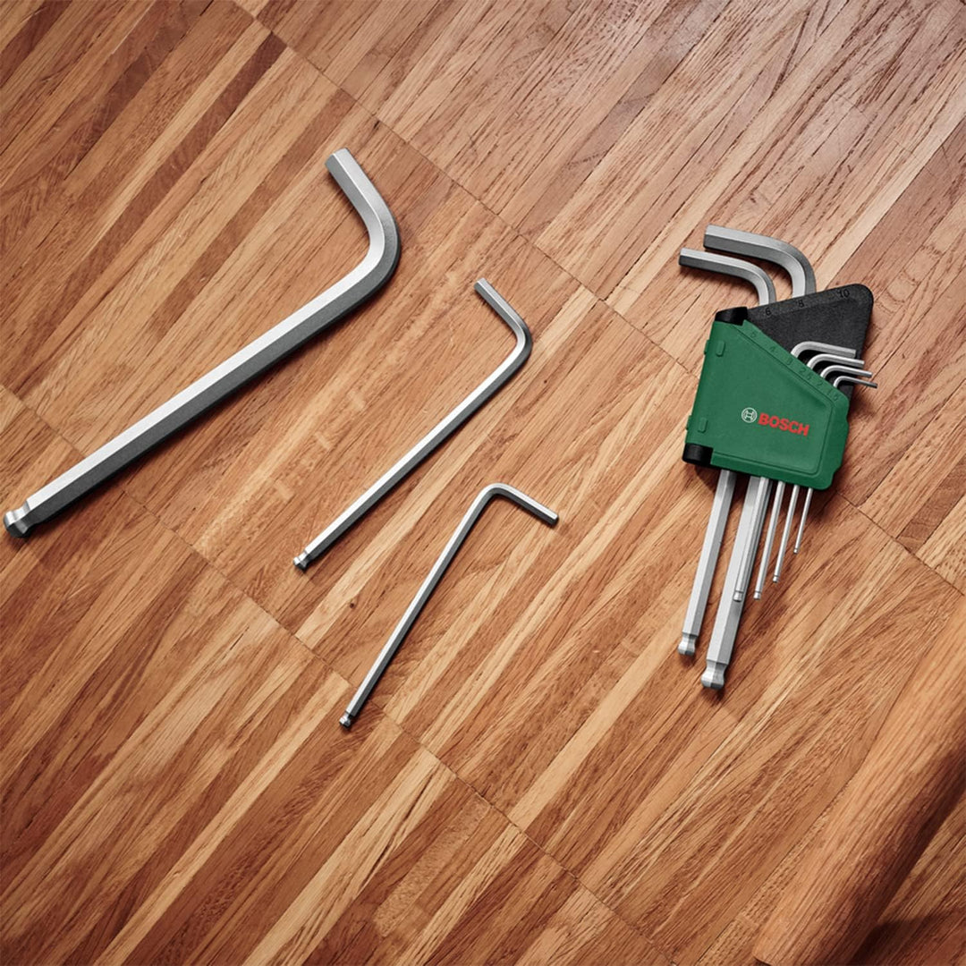 Bosch Innensechskantschlüssel-Set, 9-teilig (Mit Kugelkopf für vielseitige Aufgaben; aus hochwertige