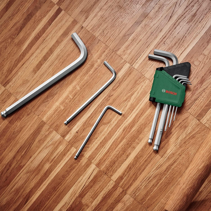 Bosch Innensechskantschlüssel-Set, 9-teilig (Mit Kugelkopf für vielseitige Aufgaben; aus hochwertige