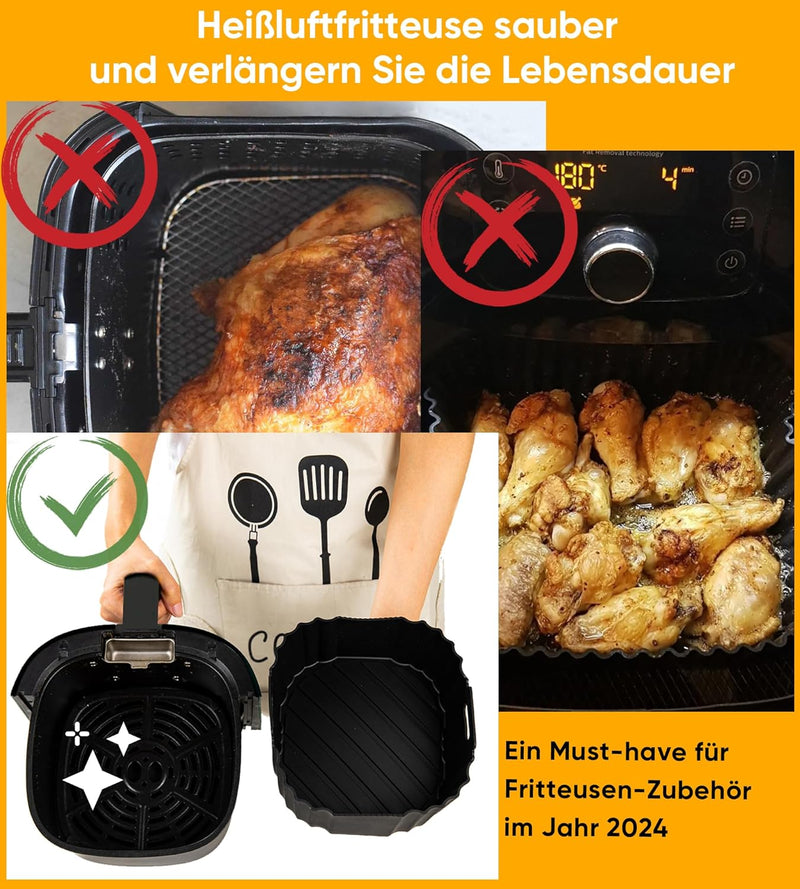 Smlntbu Airfryer Silikonform Kompatibel für Philips Essential 4,1L (HD9252, HD9200, HD9255), 2PCS Si