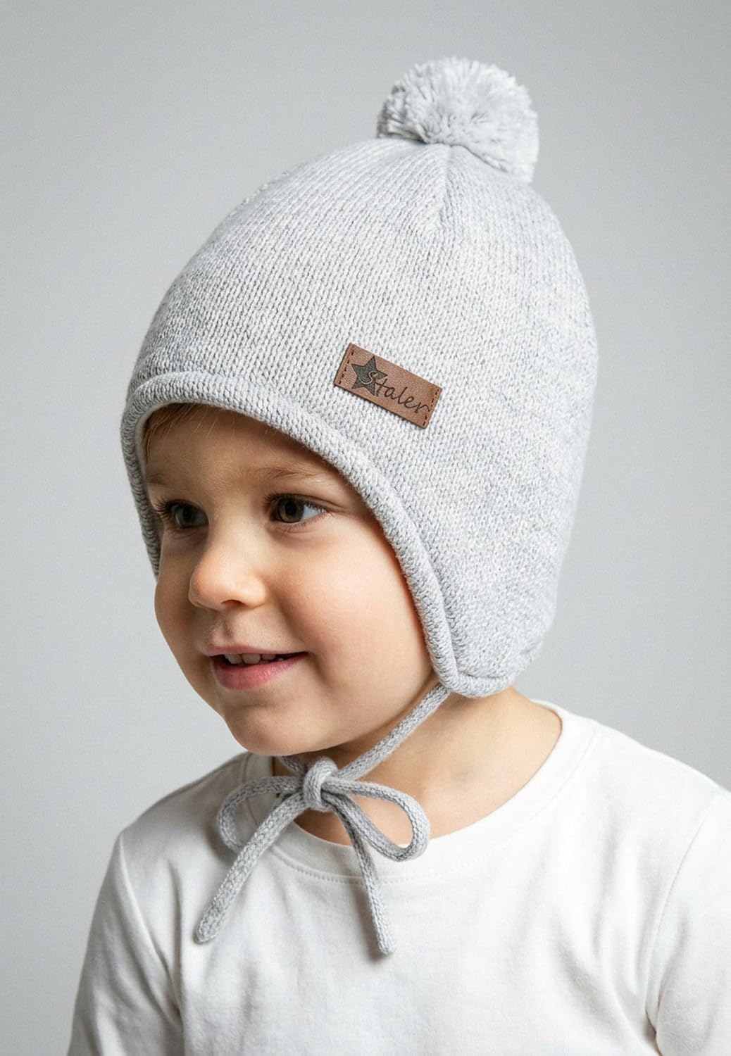 Sterntaler Unisex Ocs Strickmütze mit Bommel Mütze, Silber Melange