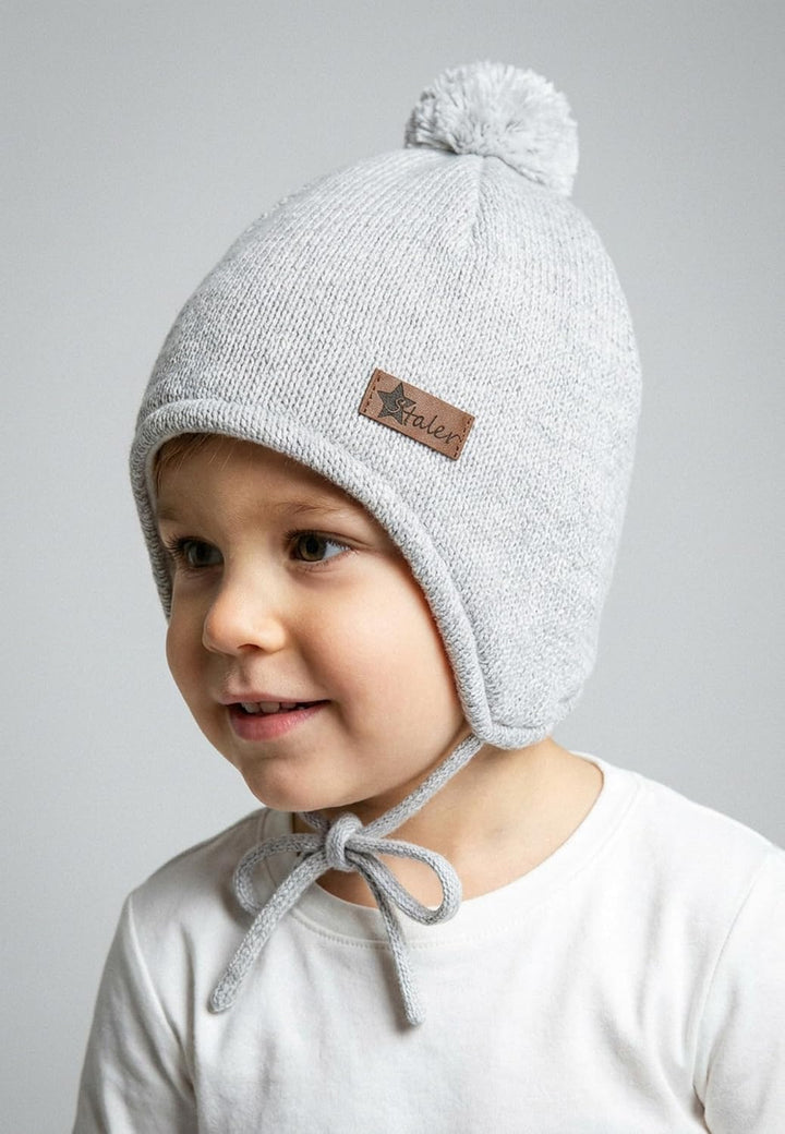 Sterntaler Unisex Ocs Strickmütze mit Bommel Mütze, Silber Melange