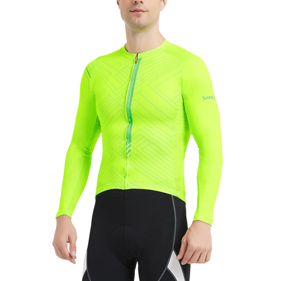 Santic Fahrradtrikot Herren Langarm Radtrikot Winter Fahrradshirt Herren Atmungsaktiv mit Taschen XL