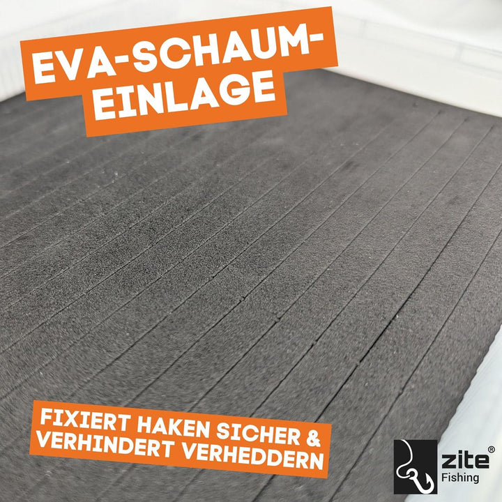 Zite Fishing EVA Tackle-Box 25,5x19,5x3,5cm | Köderbox EVA-Schaum-Einlage Geschlitzt | Top für Spoon