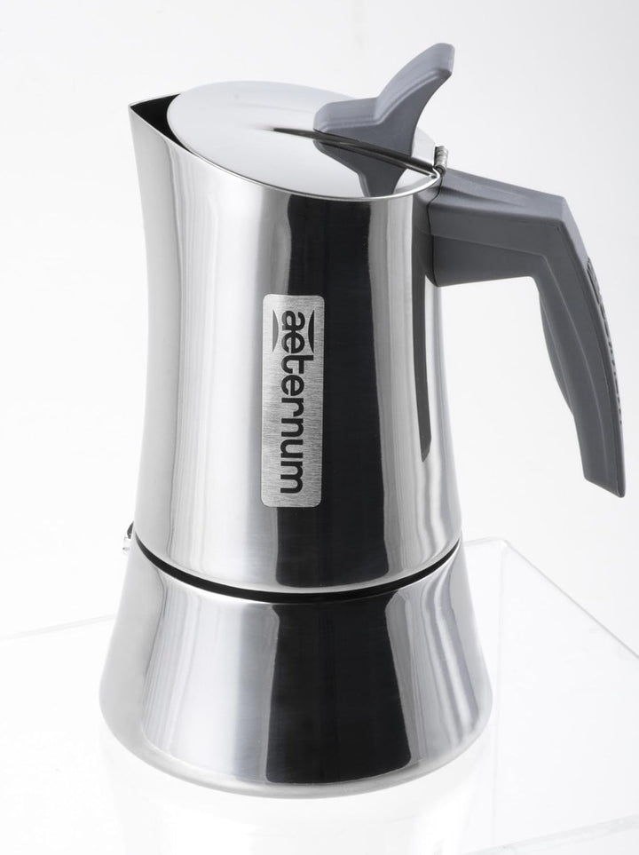 Aeternum Divina Kaffeekanne aus Stahl, 2 Tassen, verbrühungsfreier Griff, silberfarben 2 tazze, 2 ta