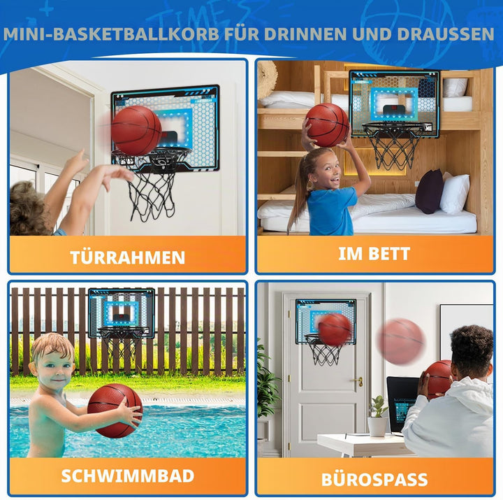 Basketballkorb Indoor Kinder, Led-Licht Mini Basketballkorb fürs Zimmer Mit 3 Bällen & Elektronische