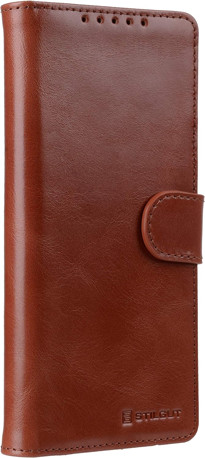 STILGUT Talis kompatibel mit Samsung Galaxy Note 20 Hülle mit Kartenfach aus Leder, Wallet Case, Han
