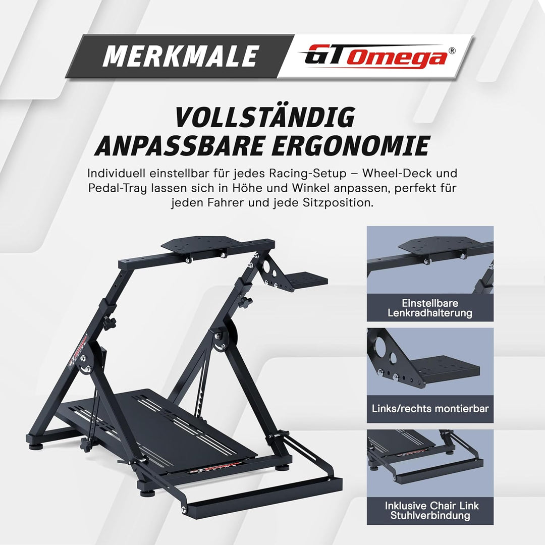 GT OMEGA APEX Lenkradständer – Kompatibel mit Logitech G923, G29, G920, Thrustmaster T300, T500 TX &