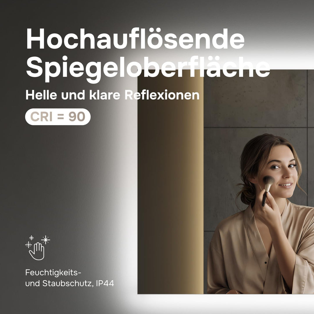 AM.PM Hit – LED Spiegel 80 x 70 cm mit Beleuchtung | Badezimmerspiegel mit LED | Spiegel mit Licht d