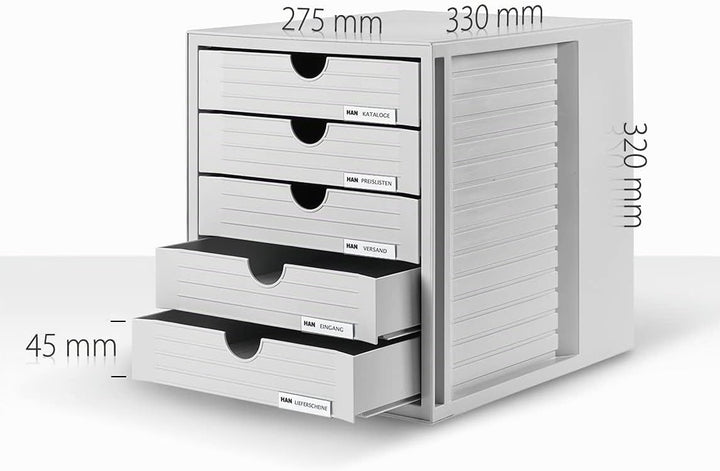 HAN Schubladenbox SYSTEMBOX KARMA mind. 80% Recycling-Kunststoff mit 5 geschlossenen Schubladen, Sch