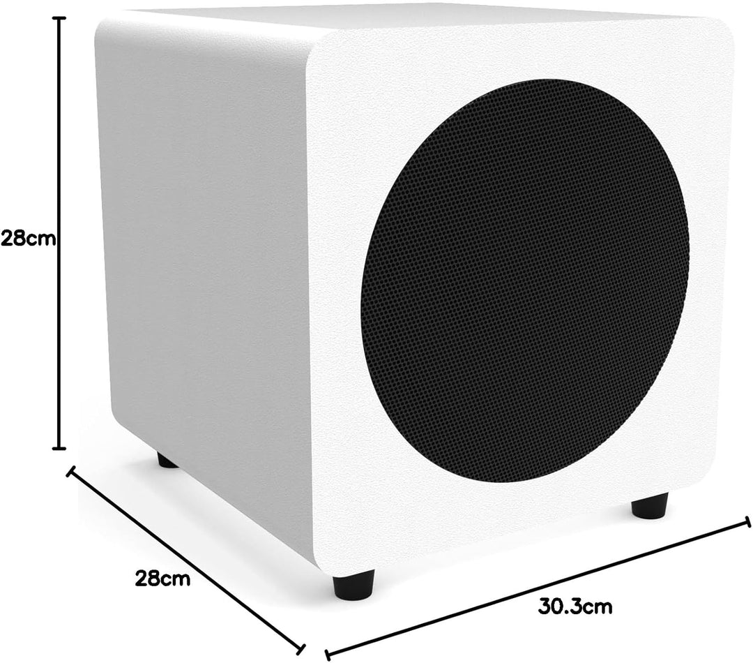 Kanto SUB8VMW Sealed Powered Subwoofer | 300W Peak Power | 8" Woofer | Matte White, Matte White
