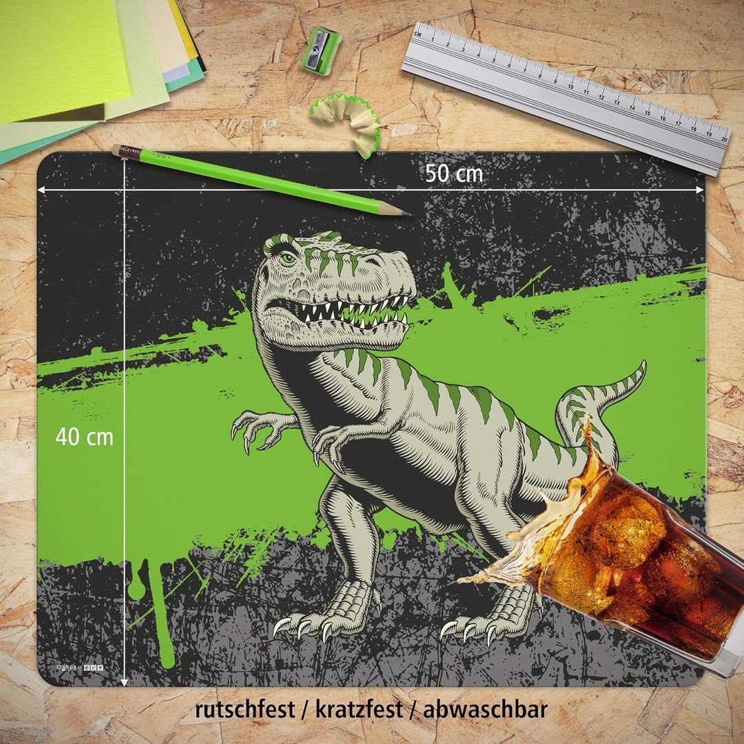 itenga Schreibtischunterlage T-Rex Schule Schulbedarf Schreibtisch Malunterlage 50 x 40 cm Schreibti