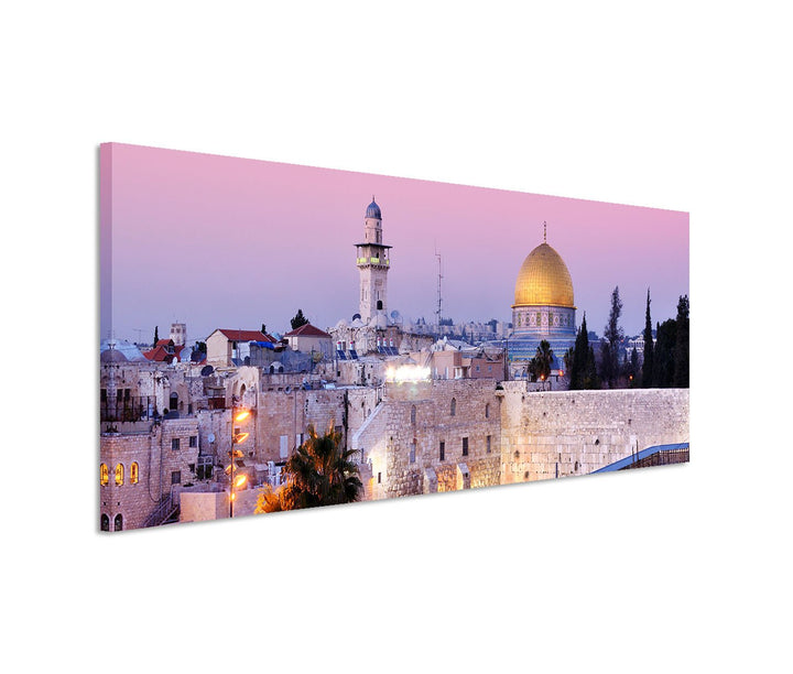 Paul Sinus Art 150x50cm Leinwandbild auf Keilrahmen Israel Jerusalem Dom Stadt Menschen Wandbild auf