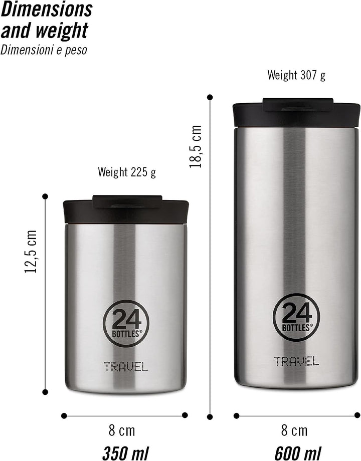 24Bottles Travel Tumbler - Reise- und Büro-Thermobecher 350ml/600ml, 100% Luftdicht für Kaffee und T