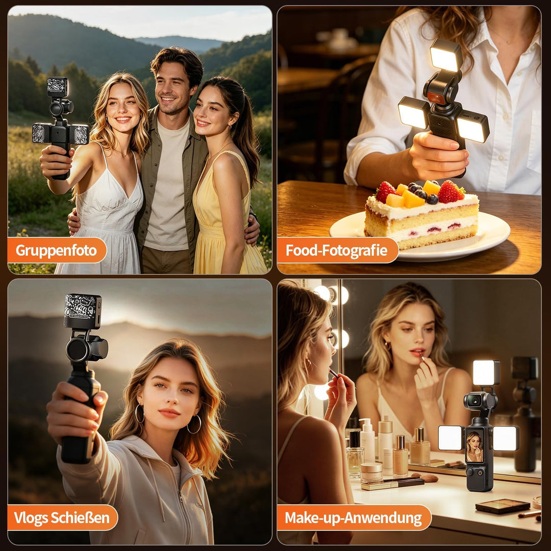yAyusi 3er-Set Magnetisches LED Video Licht für DJI OSMO Pocket 4/3, 500mAh Mini Fülllicht, Pocket 4