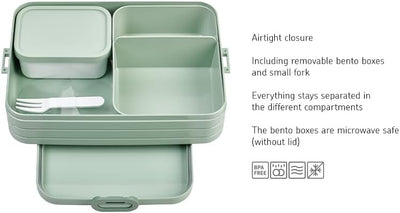 Mepal Brotdose Large - Brotdose mit Bento Box - Für 4 Sandwiches oder 8 Brotscheiben - Lunchbox für